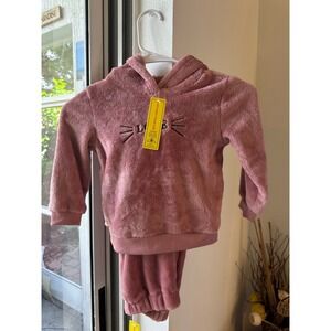 SHEIN Girls Fuzzy Hoodie Sweatshirt‎ Pants Set Kids Loungewear Outfit 2-3 yr NWT